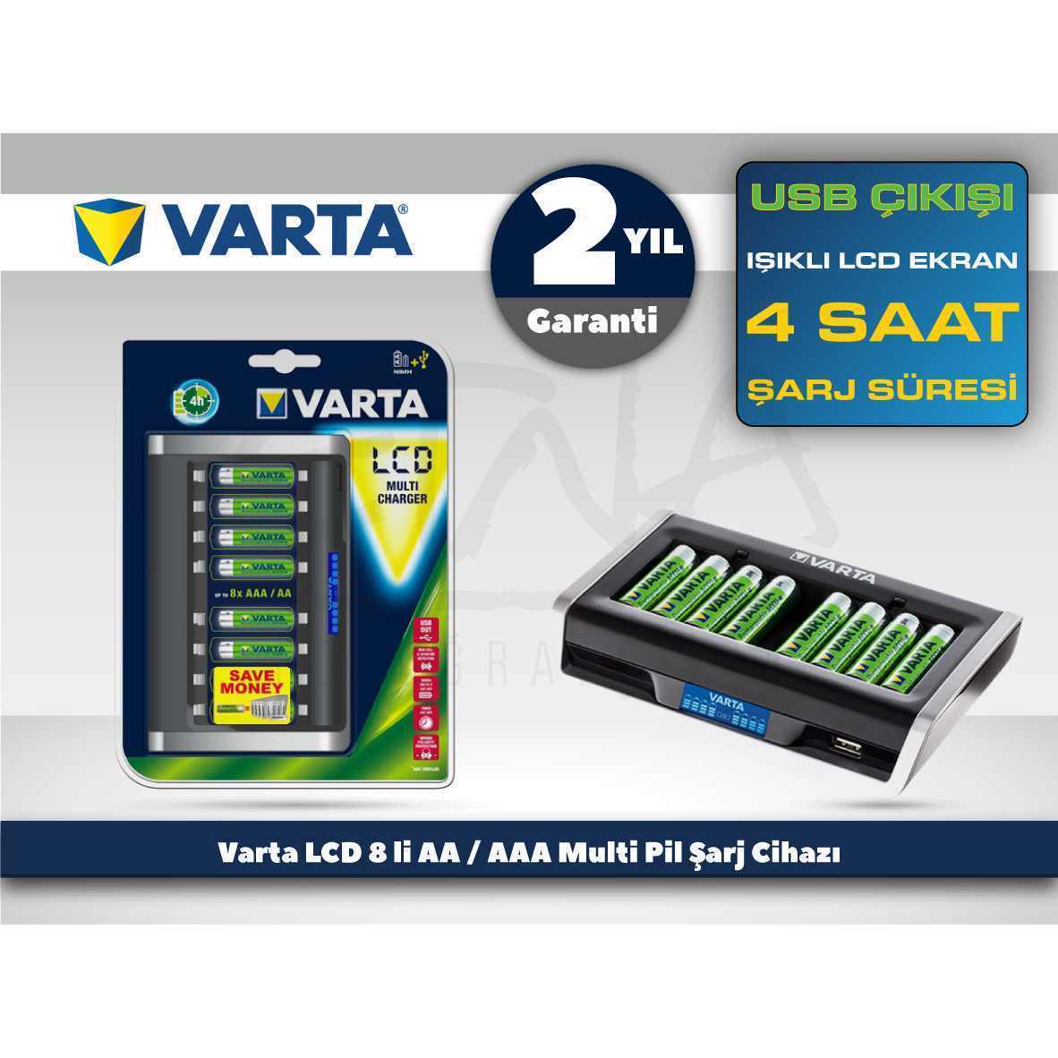 Varta LCD 8 li AA / AAA Multi Pil Şarj Cihazı