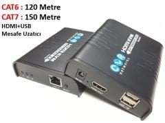 120 Metre HDMI USB (Klavye ve Mouse) Mesafe Uzatıcı Extender