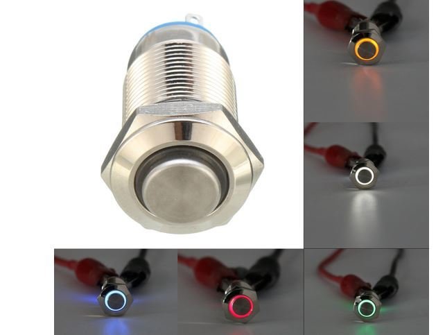16 mm Işıklı Çıkık Kafa Kalıcı Metal Buton