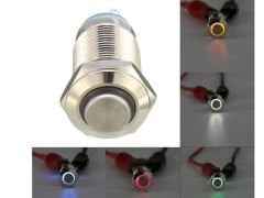 16 mm Işıklı Çıkık Kafa Yaylı Metal Buton