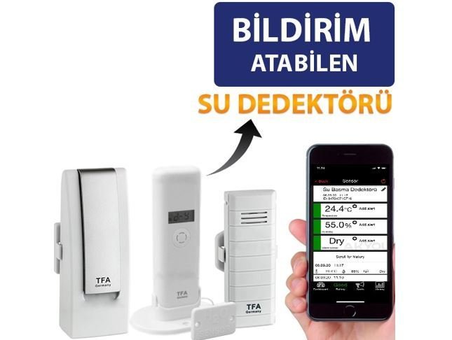 TFA WH305-B Su Baskın Dedektörlü Akıllı Sıcaklık ve Nem Takip Seti