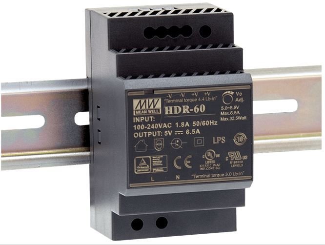 HDR-60-48 - 60W 48VDC 1,25A 85-264VAC Ray Montaj Güç Kaynağı