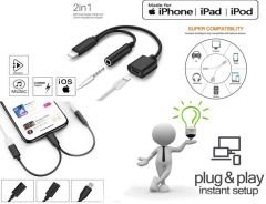 Sunline 004 iPhone Lightning Ses Kulaklık Adaptörü Şarj Kablosu