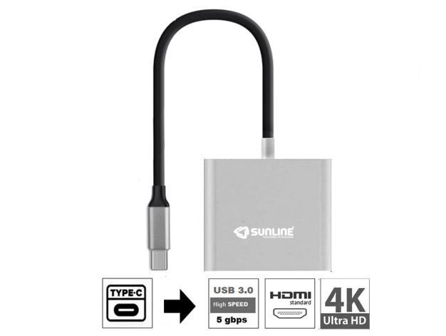 Sunline 170676 USB Type-C USB3.0 Hdmi 4Kx2K Type-C Dönüştürücü
