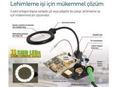 Proskit SN-396 Lemimleme için Led Aydınlatmalı Büyüteç