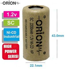 Orion 1.2V Ni-Cd SC 2200mAh Şarj Edilebilir Pil