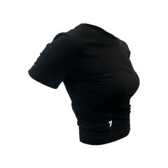 Siyah Kısa Kollu Basic Crop Tişört