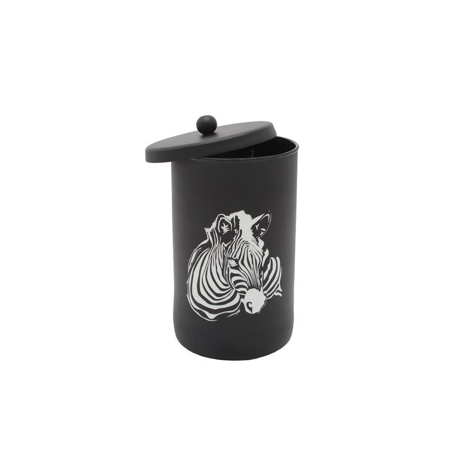 ZEBRA FİGÜRLÜ SİYAH CAM MUMLUK