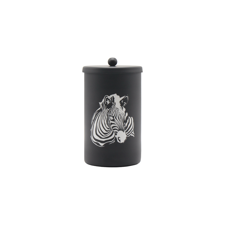 ZEBRA FİGÜRLÜ SİYAH CAM MUMLUK