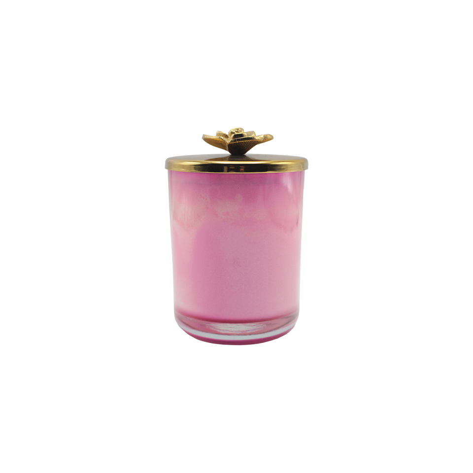 GOLD KAPAKLI PEMBE CAM MUMLUK