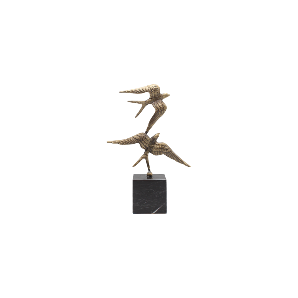 MERMER KAİDE ÜZERİ BRONZ  İKİLİ KIRLANGIÇ
