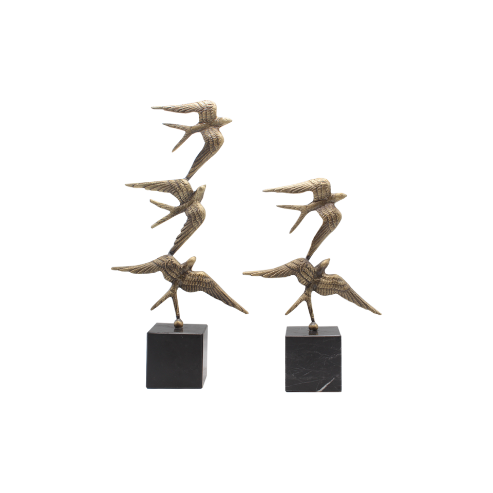MERMER KAİDE ÜZERİ BRONZ  İKİLİ KIRLANGIÇ