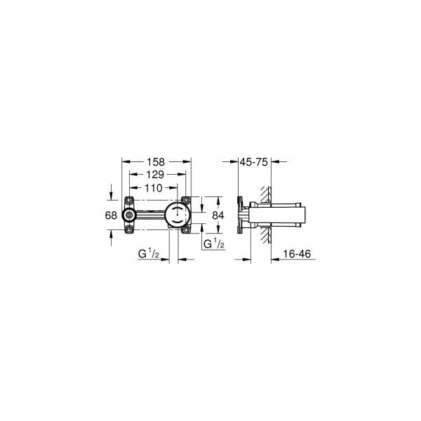 Grohe Tek Kumandalı Lavabo Bataryası 1/2'', Universal Ankastre İç Gövde - 23571000