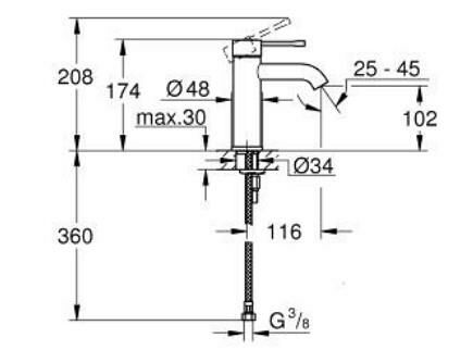 Grohe Essence Tek Kollu Lavabo Bataryası 1/2'' S-Boyut - 24172DA1