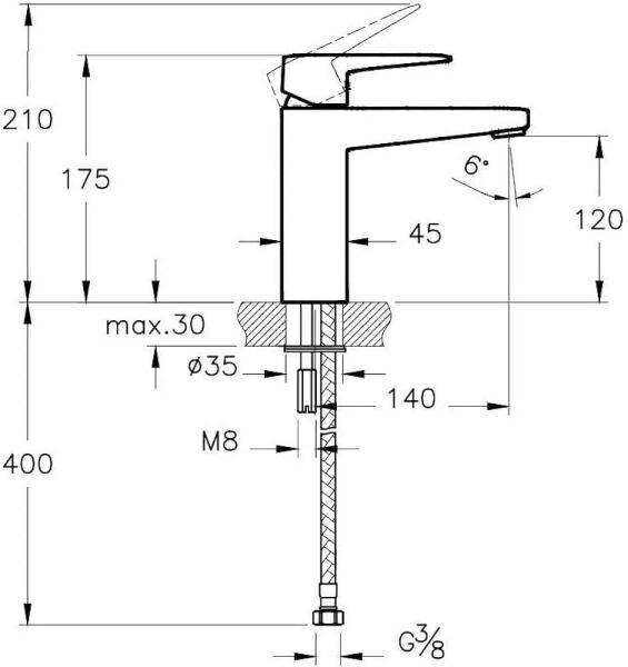 Artema Root Square Lavabo Bataryası (Yüksek), krom