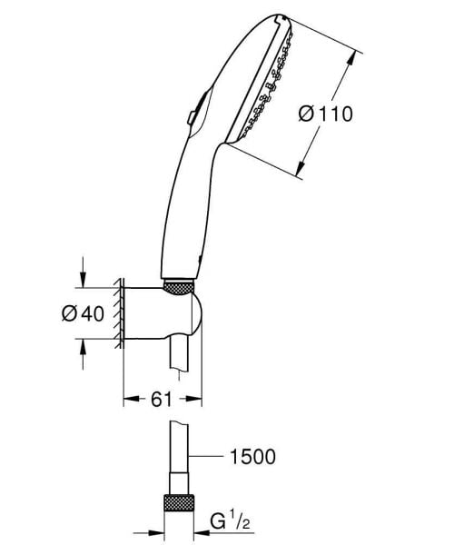 Grohe Tempesta 110 El Duşu Seti 2 Akışlı - 2780330E