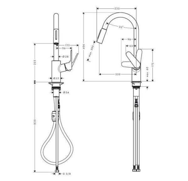 Hansgrohe Focus® Tek kollu eviye bataryası 240 Mat siyah