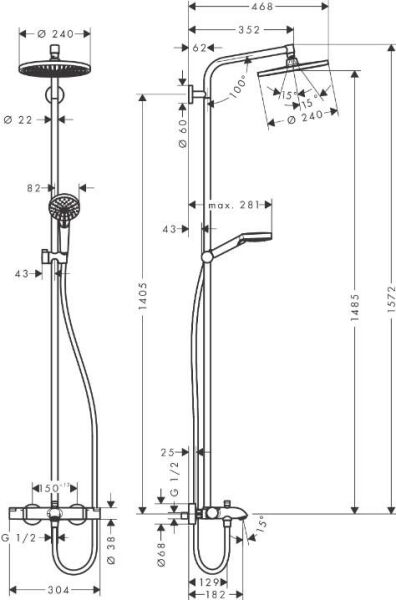 Hansgrohe Crometta S240 1 jet Duş Kolonu Gagalı