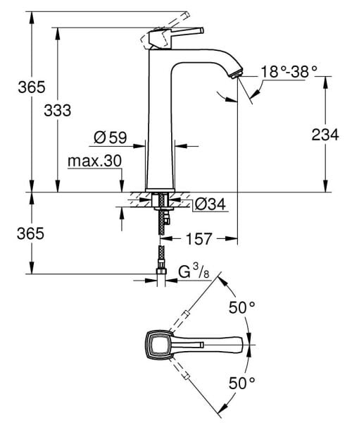 Grohe Grandera Lavabo Bataryası XL-Boyut - 24371000