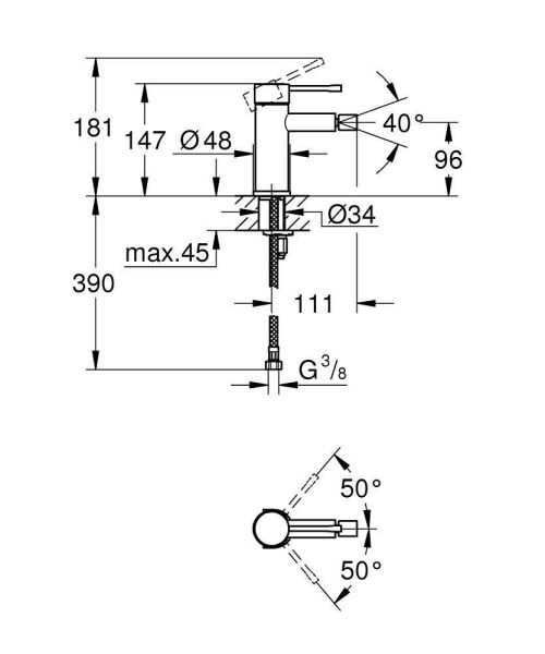 Grohe Essence New Tek Kumandalı Bide Bataryası S-Boyut Mat Siyah - 24395KF1