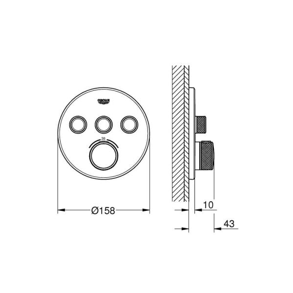 Grohe GROHTHERM SMARTCONTROL ÜÇ VALFLİ AKIŞ KONTROLLÜ, ANKASTRE TERMOSTATİK DUŞ BATARYASI - 29121DA0