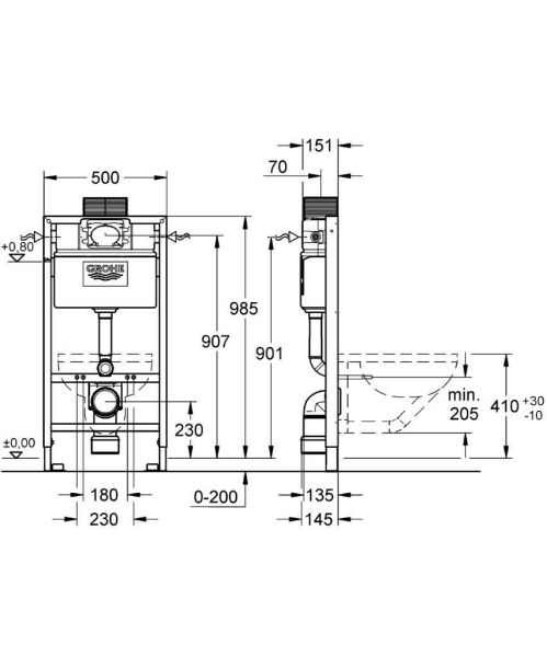 Grohe Rapid SL Gömme Rezervuar Pnömatik Alçıpan Tipi Kısa 15 cm - 38526000