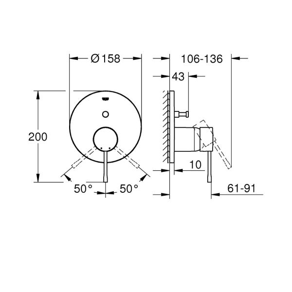 Grohe Ankastre Banyo Bataryası 2 Çık. Essence Br.Nickel - 24058EN1