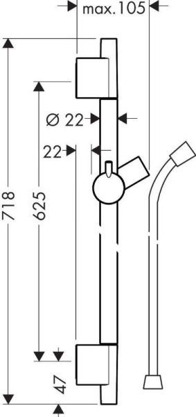 Hansgrohe Unıca Duş Barı 2 Pro 65cm Mat Siyah - 28632670