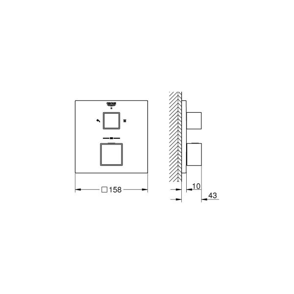 Grohe Grohtherm Cube Termostatik Banyo Duş Bataryası 2 çıkışlı divertörlü- 24154000