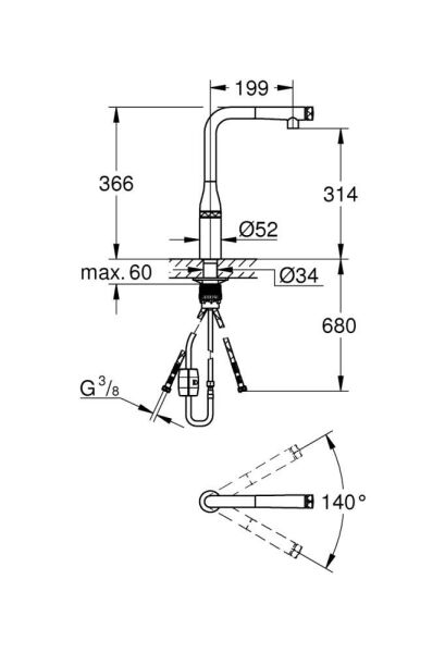 Grohe Essence Smartcontrol ile Eviye Bataryası - 31615EN0