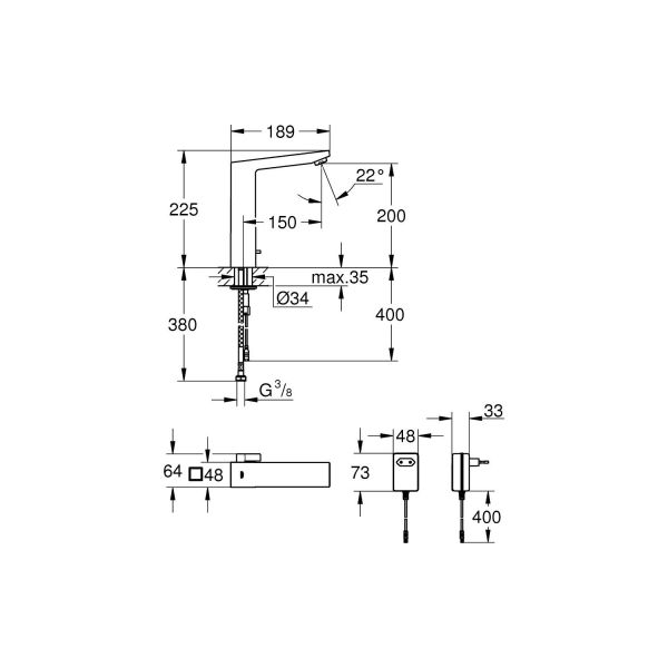 Grohe Fotoselli Lavabo Bataryası Elektrikli çift sugiriş 36440000