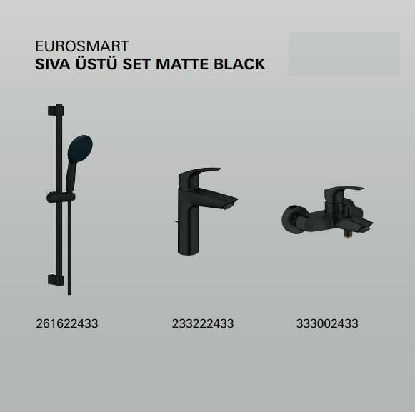 Grohe Eurosmart Sıva Üstü Mat Siyah Set - 333002433SET