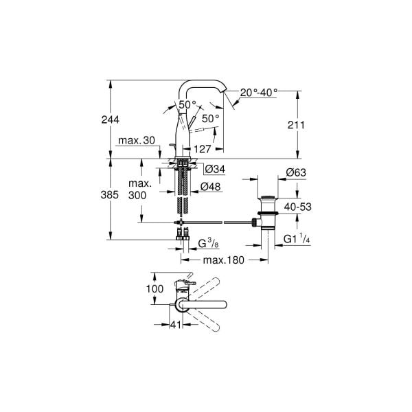 Grohe Essence Tek Kumandalı Lavabo Bataryası 1/2″ LBoyut 32628A01