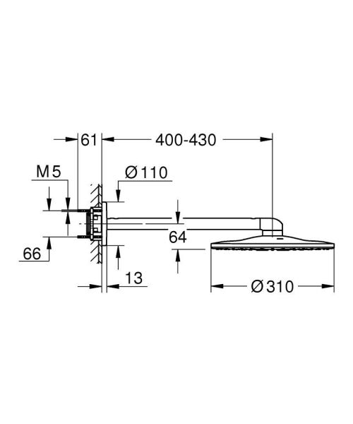 Grohe RAİNSHOWER SMARTACTİVE 310 TEPE DUŞU SETİ 430 MM, 2 AKIŞLI - 26475AL0