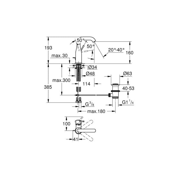 Grohe Essence New Tek Kollu Lavabo Bataryası M Boyut - 23462AL1