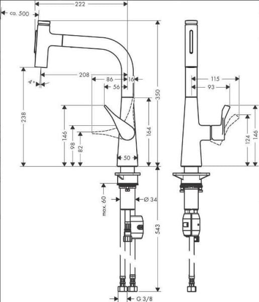 Hansgrohe Metris Select M71 Eviye Bataryası Krom - 73822000