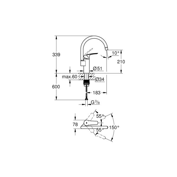 Grohe Tek Kumandalı Eviye Bataryası - 33202003