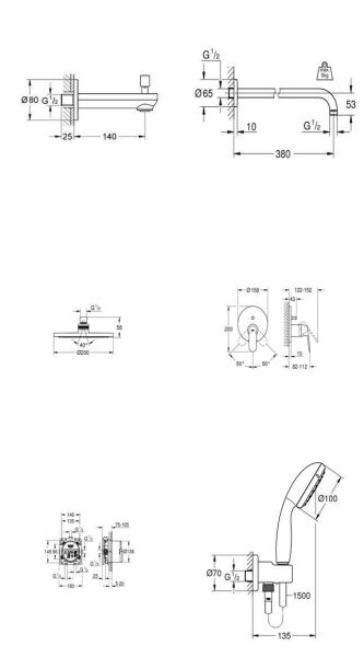 Grohe Eurosmart Cosmo. Ankastre Banyo Seti - 24045000SET