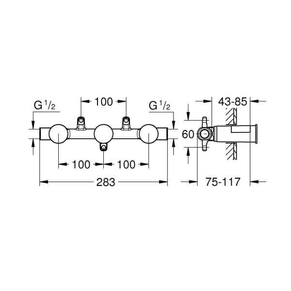 Grohe İki Kollu Lavabo Batarya Ankastre Gövde, 1/2'' - 29025002