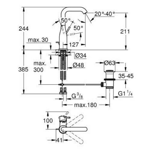 Grohe Essence Tek Kumandalı Lavabo Bataryası 1/2'' L-Boyut - 24174DC1