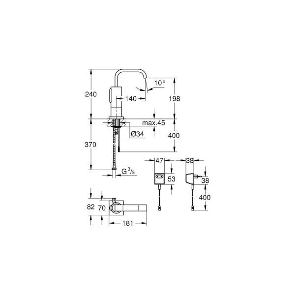 Grohe Fotoselli Lavabo Bataryası Elektrikli çift sugiriş 36095000