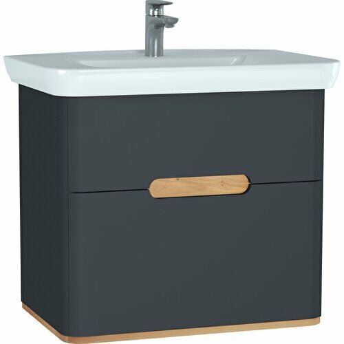 VitrA Sento 60836 Lavabo Dolabı, Çift Çekmeceli, 80 cm, Mat Antrasit