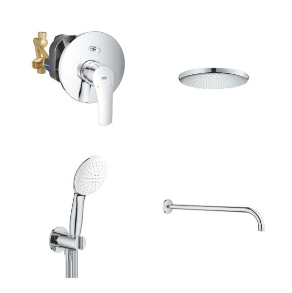 Grohe Eurosmart Gagasız Ankastre Banyo Seti (25cm Tepe duşlu)- 33305003SET3