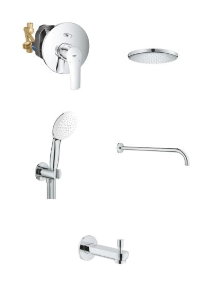 Grohe Eurosmart Gagalı Ankastre Banyo Seti (25cm Tepe duşlu)- 33305003SET4