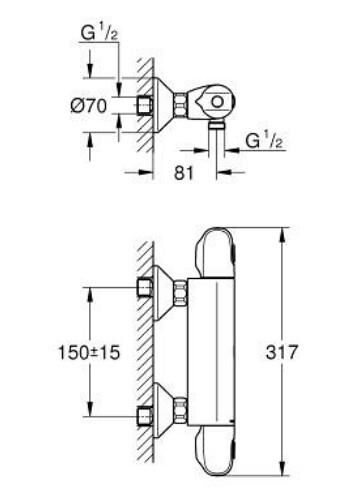 Grohe Grohtherm 1000 Termostatik Duş Bataryası - 34814003