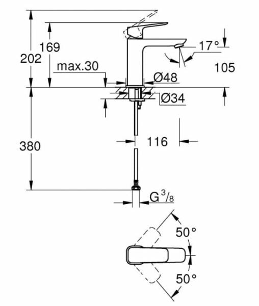 Grohe Lavabo Bataryası Cubeo M-Boyut Krom - 1017550000