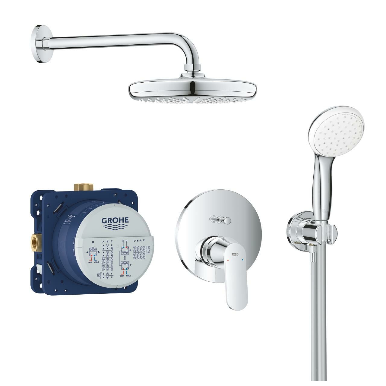 Grohe EUROCOSMO DUŞ SETİ, TEMPESTA 210 TEPE DUŞU İLE -