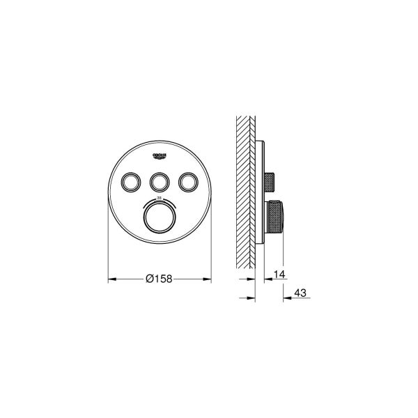 Grohe Grohtherm Smartcontrol Üç Yollu Yön Değiştiricili Ankastre Termostatik Duş Bataryası - 29904LS0