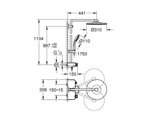 Grohe SmartControl System 310 Duo Duvara Monte Termostatlı Duş Sistemi - 26507BE0