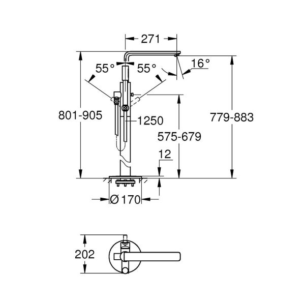 Grohe Yerden Ayaklı Küvet Bataryası Lineare Krom - 23792001